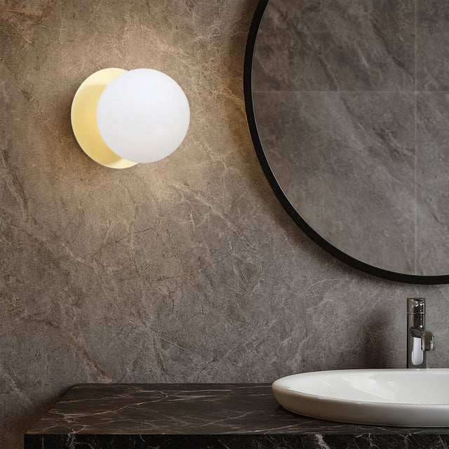 Odessa Small LED Wall Light 8.5W 4000K Frosted Opal & Gold - LM002WL057
