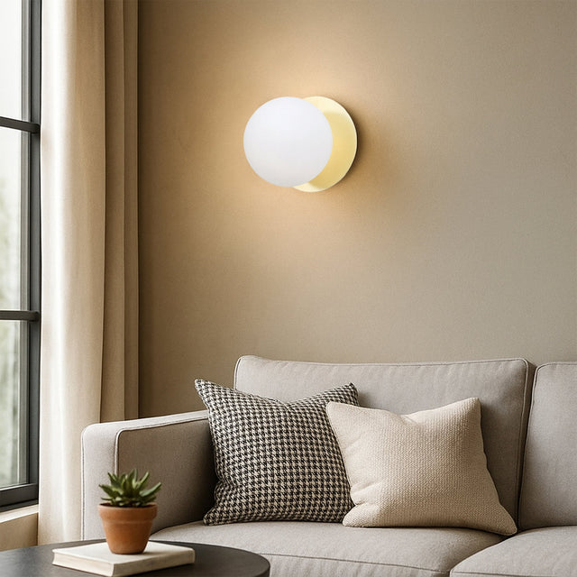 Odessa Small LED Wall Light 8.5W 4000K Frosted Opal & Gold - LM002WL057