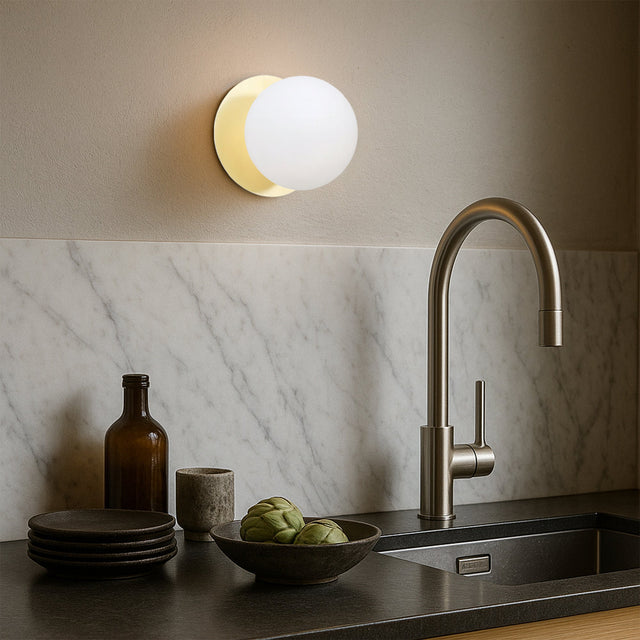 Odessa Small LED Wall Light 8.5W 4000K Frosted Opal & Gold - LM002WL057