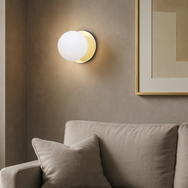 Odessa Small LED Wall Light 8.5W 4000K Frosted Opal & Gold - LM002WL057