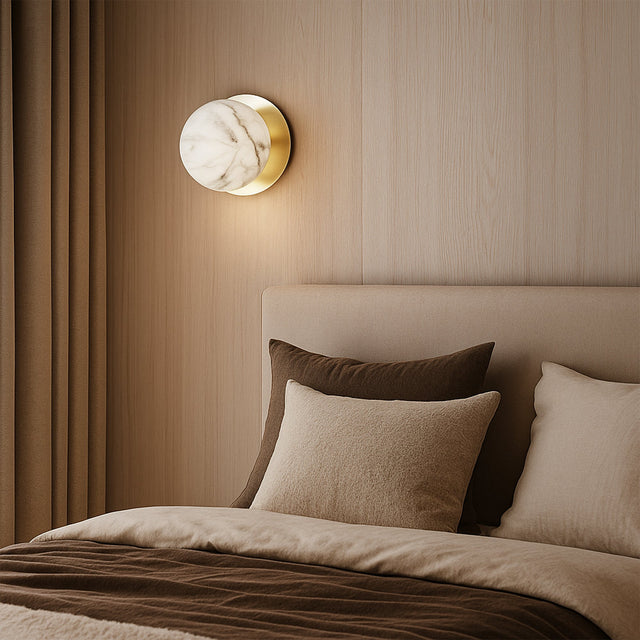 Odessa Small LED Wall Light 8.5W 4000K Marble Opal & Gold - LM002WL058