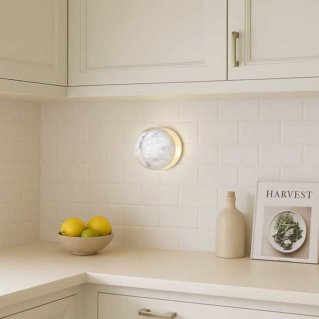 Odessa Small LED Wall Light 8.5W 4000K Marble Opal & Gold - LM002WL058