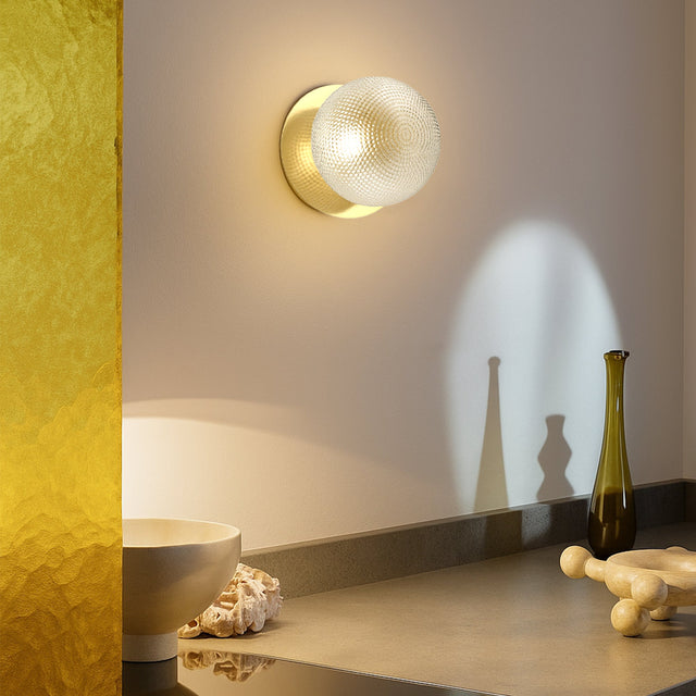 Odessa Small Diamond Cut LED Wall Light 8.5W 4000K Clear & Gold - LM002WL060