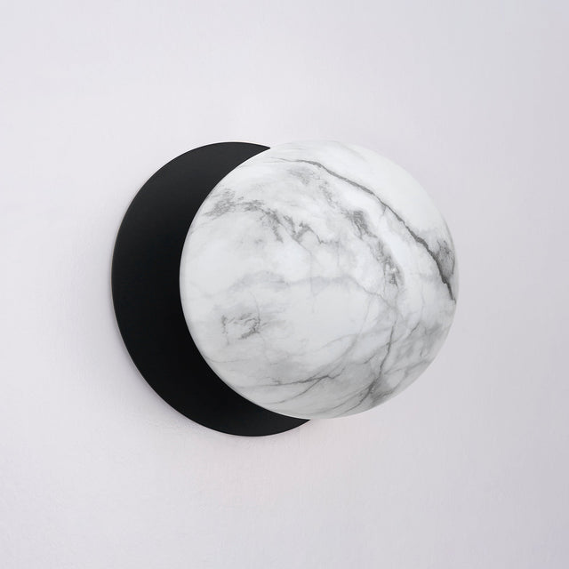 Odessa Large LED Wall Light 8.5W 4000K Marble Opal & Matt Black - LM002WL062