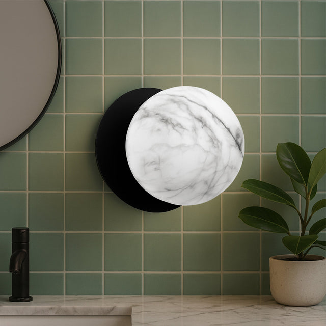 Odessa Large LED Wall Light 8.5W 4000K Marble Opal & Matt Black - LM002WL062