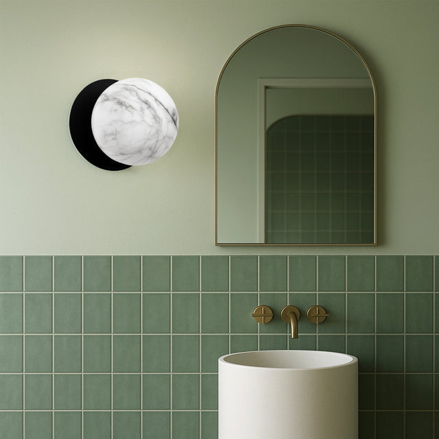 Odessa Large LED Wall Light 8.5W 4000K Marble Opal & Matt Black - LM002WL062