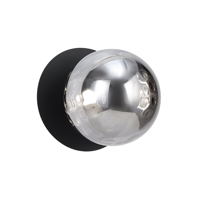 Odessa Large Molten Ripple LED Wall Light 8.5W 4000K Smoky & Matt Black - LM002WL063