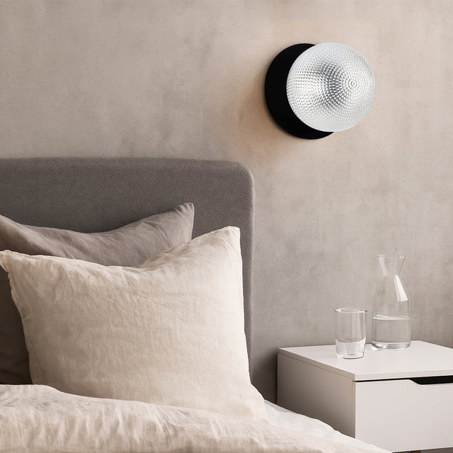 Odessa Large Diamond Cut LED Wall Light 8.5W 4000K Clear & Matt Black - LM002WL064