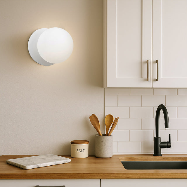 Odessa Large LED Wall Light 8.5W 4000K Frosted Opal & Matt White - LM002WL065