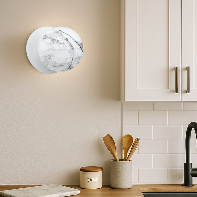 Odessa Large LED Wall Light 8.5W 4000K Marble Opal & Matt White - LM002WL066