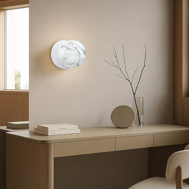 Odessa Large LED Wall Light 8.5W 4000K Marble Opal & Matt White - LM002WL066