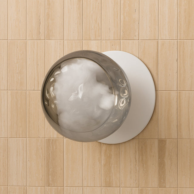 Odessa Large Molten Ripple LED Wall Light 8.5W 4000K Smoky & Matt White - LM002WL067