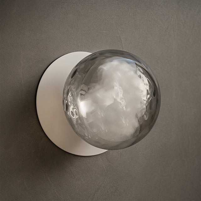 Odessa Large Molten Ripple LED Wall Light 8.5W 4000K Smoky & Matt White - LM002WL067