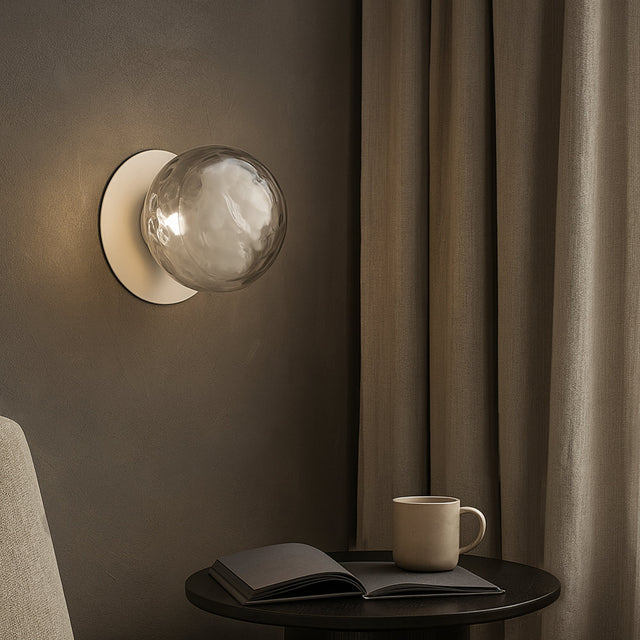 Odessa Large Molten Ripple LED Wall Light 8.5W 4000K Smoky & Matt White - LM002WL067
