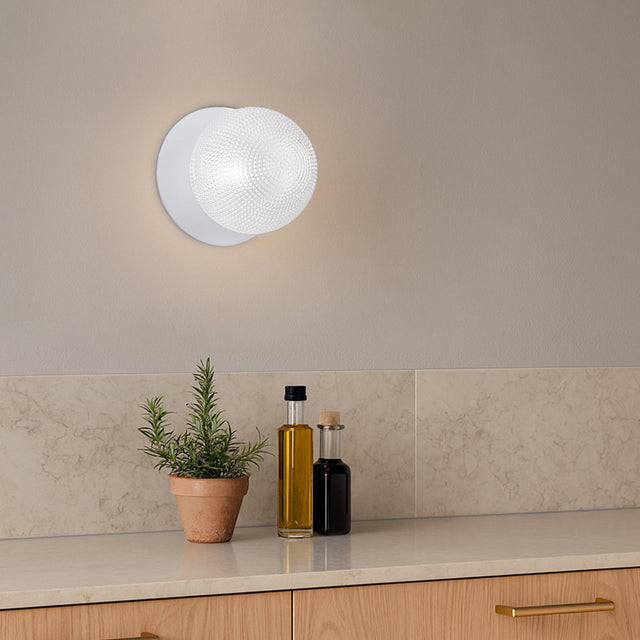 Odessa Large Diamond Cut LED Wall Light 8.5W 4000K Clear & Matt White - LM002WL068