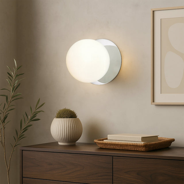 Odessa Large LED Wall Light 8.5W 4000K Frosted Opal & Chrome - LM002WL069