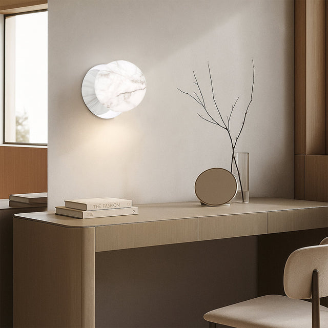 Odessa Large LED Wall Light 8.5W 4000K Marble Opal & Chrome - LM002WL070