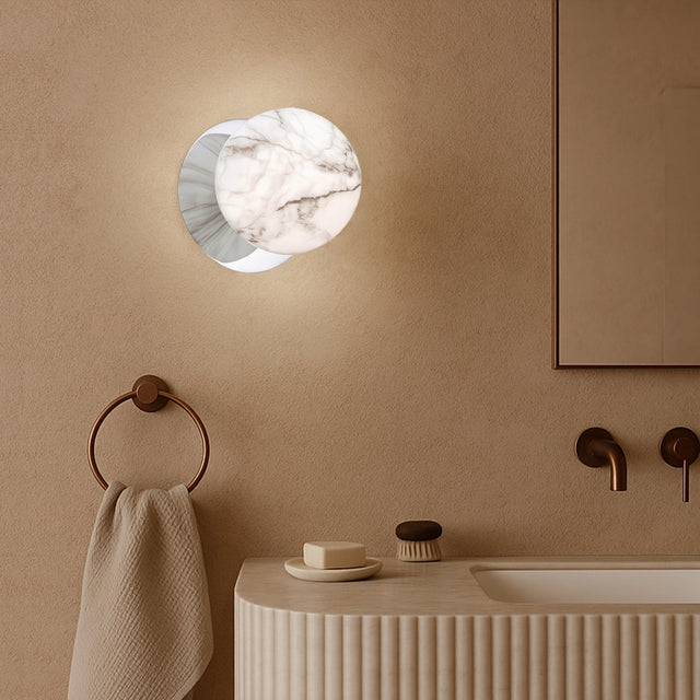 Odessa Large LED Wall Light 8.5W 4000K Marble Opal & Chrome - LM002WL070