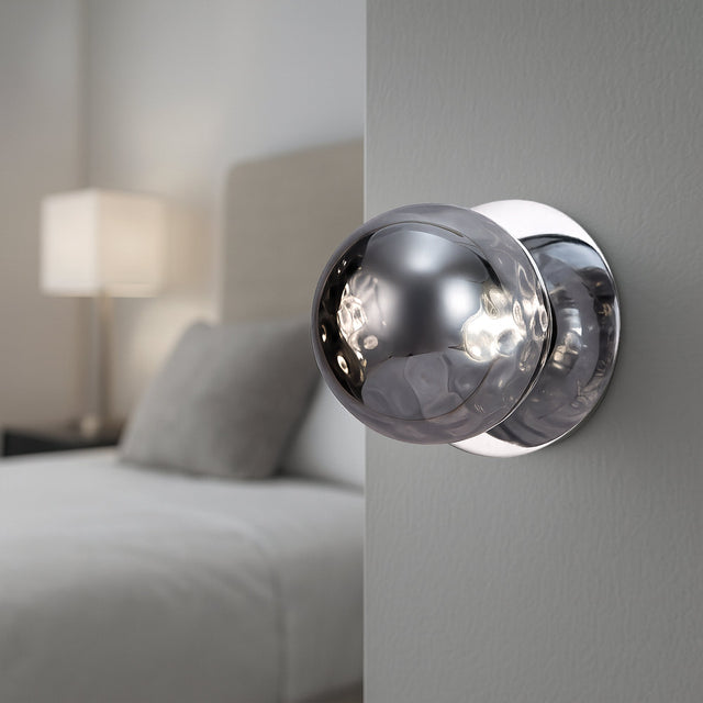 Odessa Large Molten Ripple LED Wall Light 8.5W 4000K Smoky & Chrome - LM002WL071