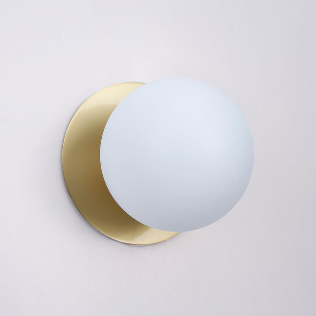 Odessa Large LED Wall Light 8.5W 4000K Frosted Opal & Brass - LM002WL073