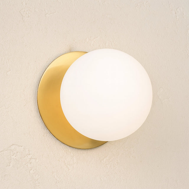 Odessa Large LED Wall Light 8.5W 4000K Frosted Opal & Brass - LM002WL073