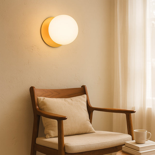 Odessa Large LED Wall Light 8.5W 4000K Frosted Opal & Brass - LM002WL073