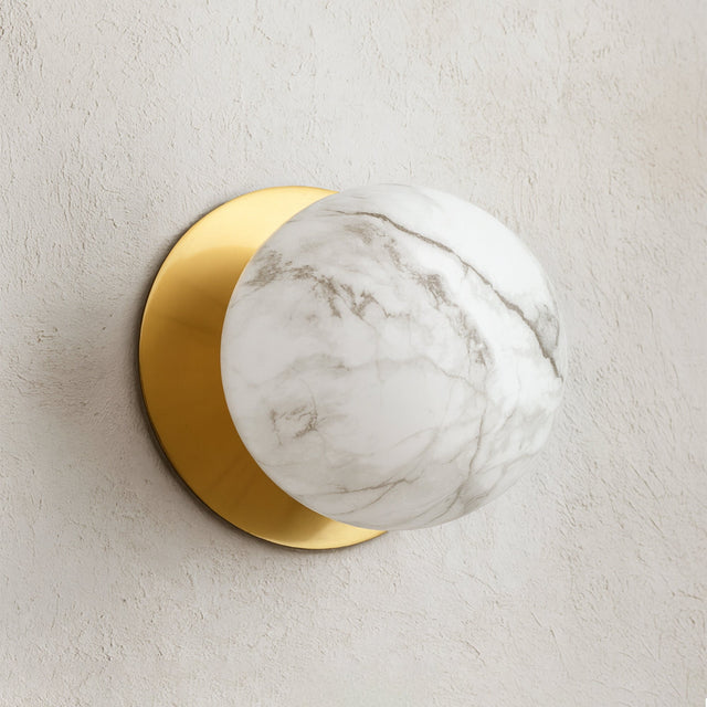 Odessa Large LED Wall Light 8.5W 4000K Marble Opal & Brass - LM002WL074