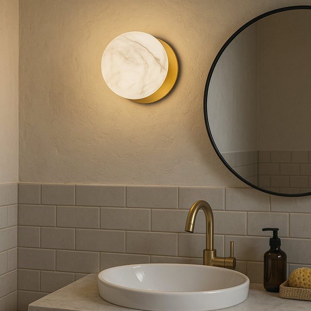 Odessa Large LED Wall Light 8.5W 4000K Marble Opal & Brass - LM002WL074