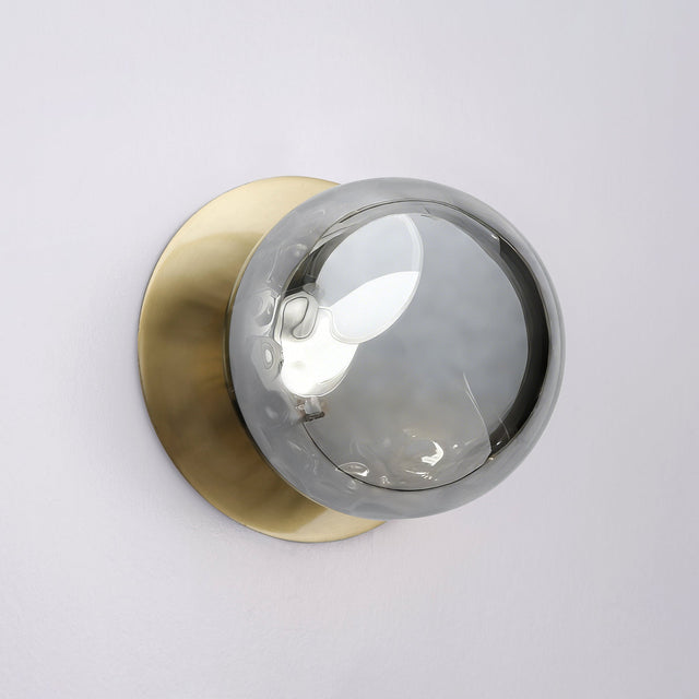Odessa Large Molten Ripple LED Wall Light 8.5W 4000K Smoky & Brass - LM002WL075