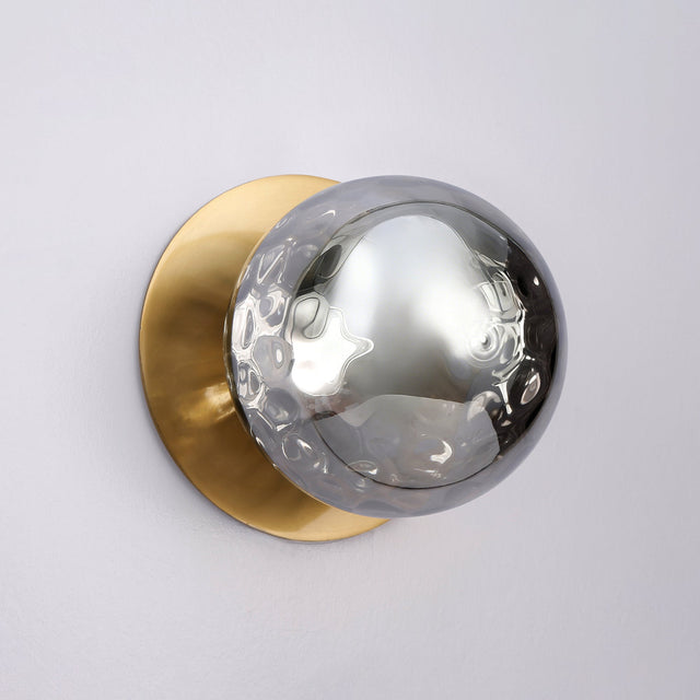 Odessa Large Molten Ripple LED Wall Light 8.5W 4000K Smoky & Brass - LM002WL075