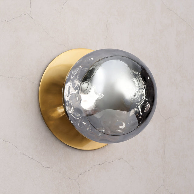 Odessa Large Molten Ripple LED Wall Light 8.5W 4000K Smoky & Brass - LM002WL075