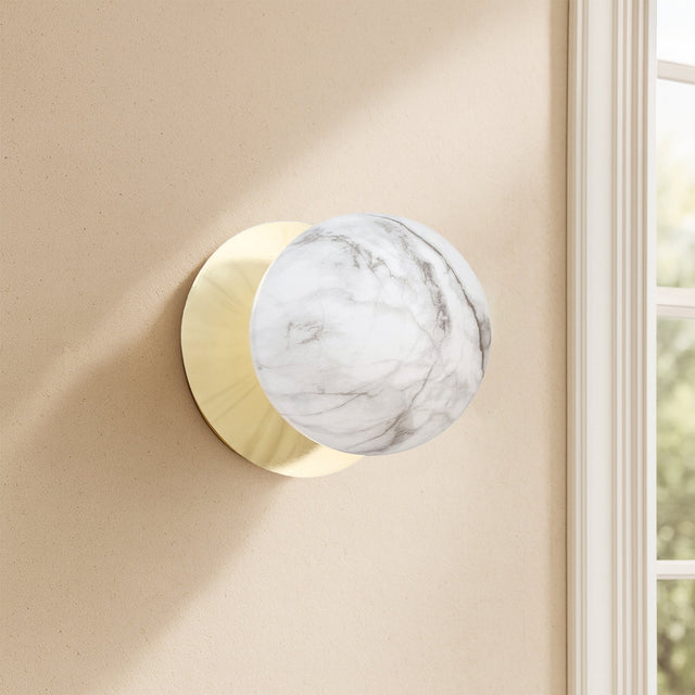 Odessa Large LED Wall Light 8.5W 4000K Marble Opal & Gold - LM002WL078