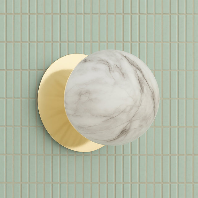 Odessa Large LED Wall Light 8.5W 4000K Marble Opal & Gold - LM002WL078