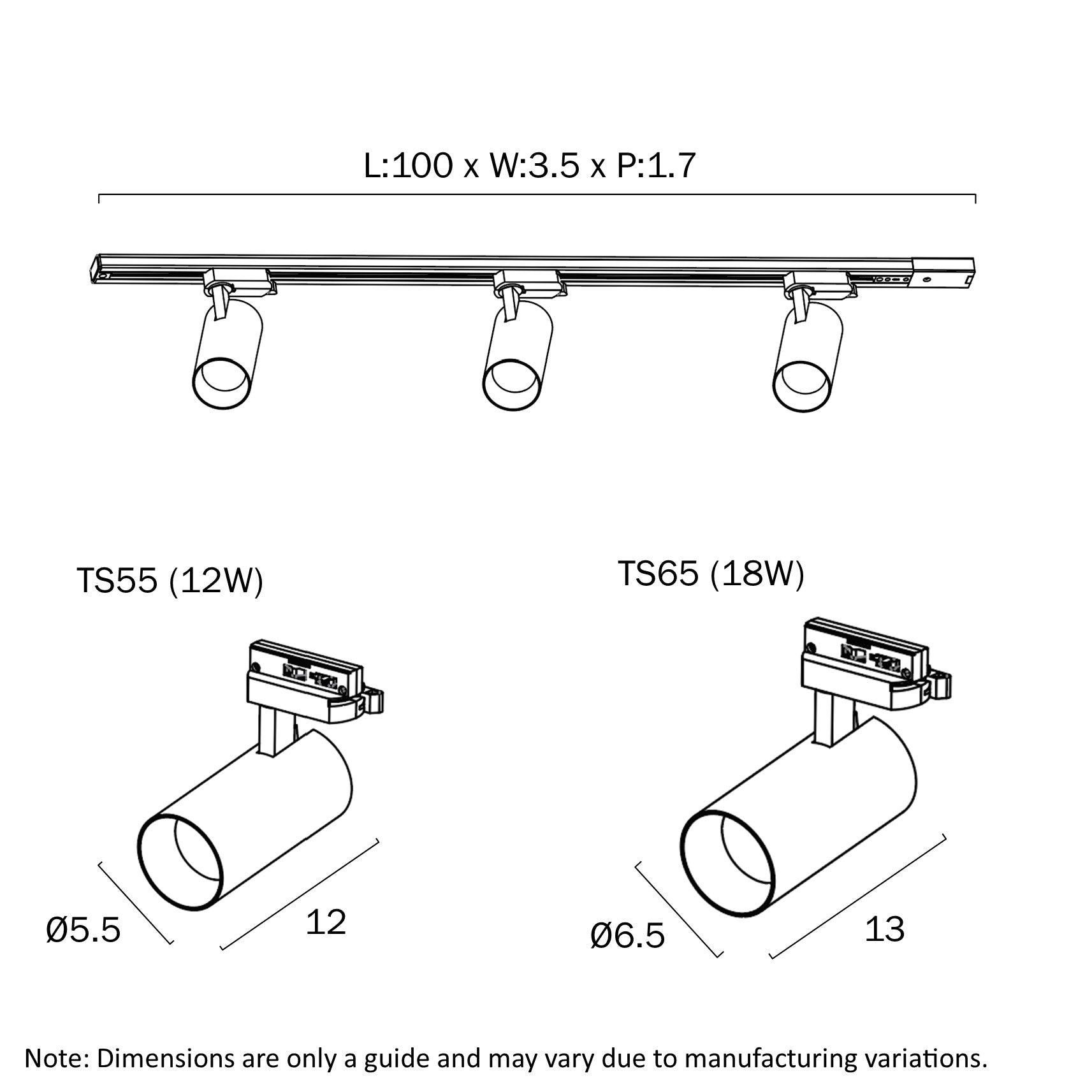 Logik LED Track Light 12W TRI Colour White - LOGIK TS55.3-WH