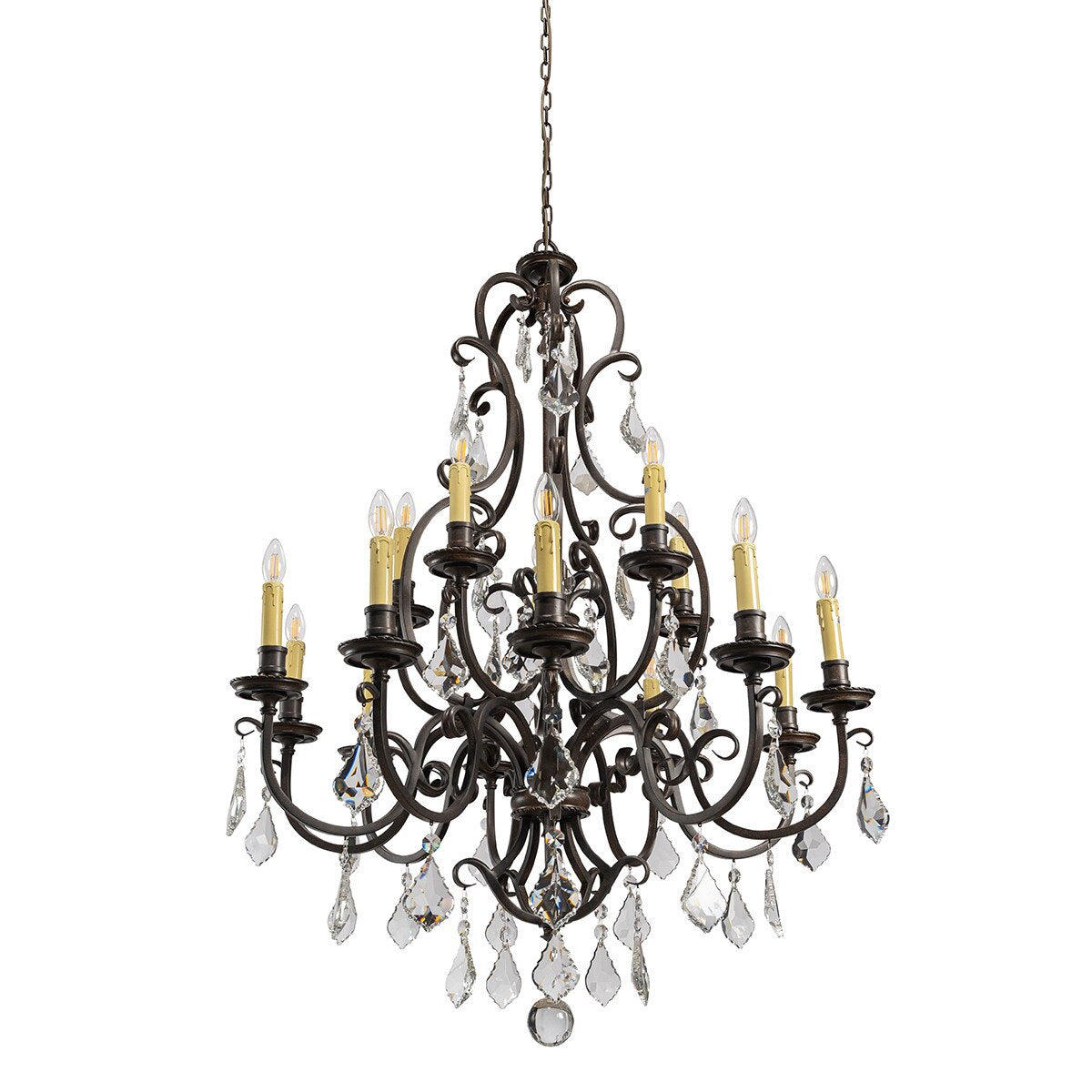 Louis 15th 15 Light Crystal Chandelier Bronze - 1000294