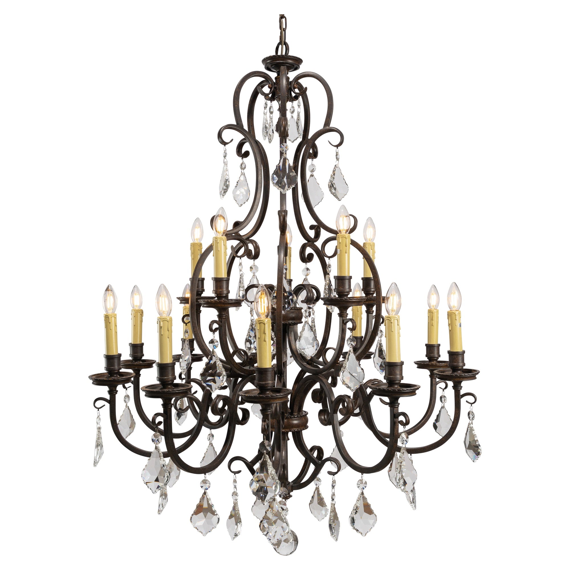 Louis 15th 15 Light Crystal Chandelier Bronze - 1000294