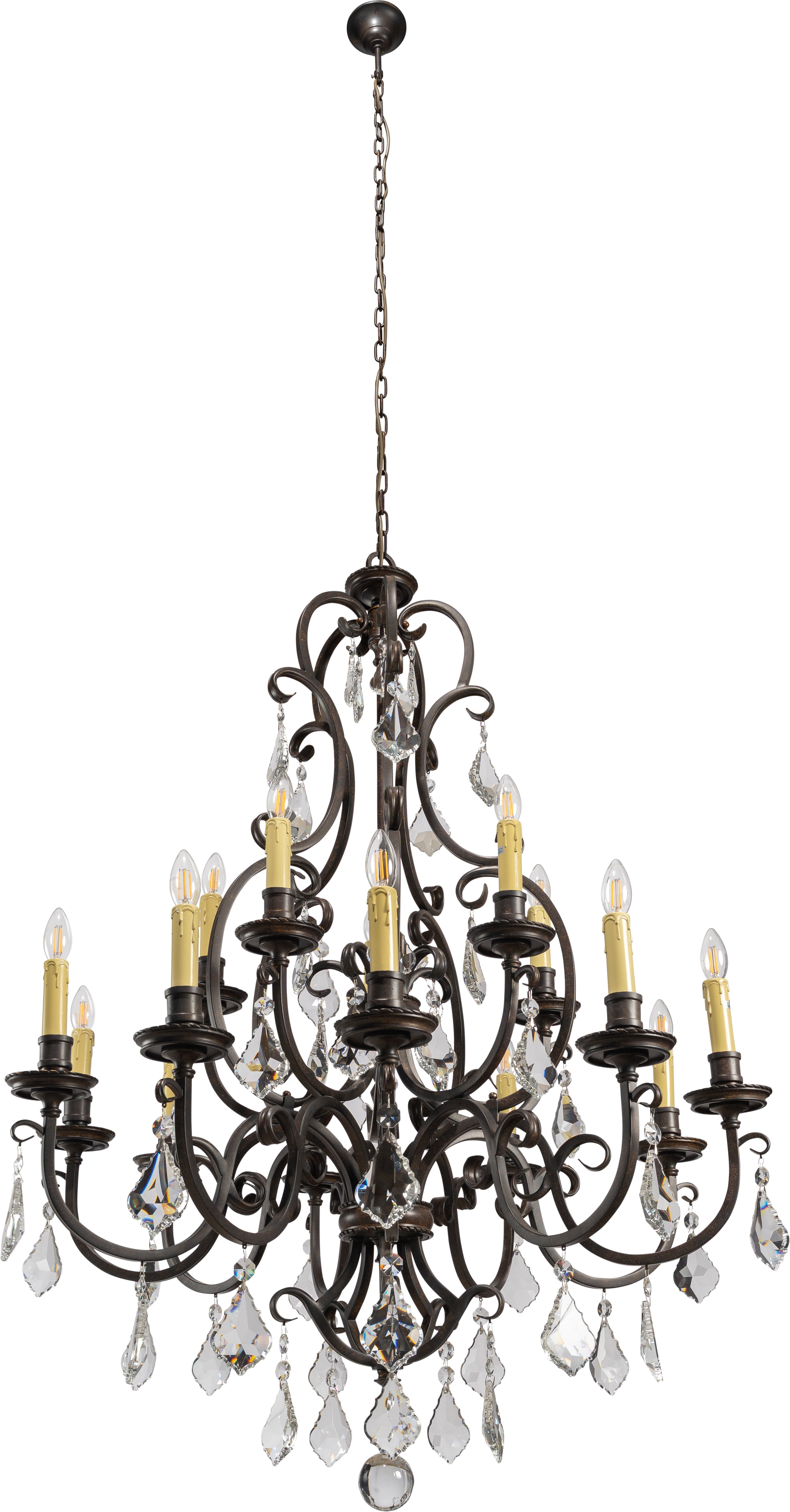 Louis 15th 15 Light Crystal Chandelier Bronze - 1000294