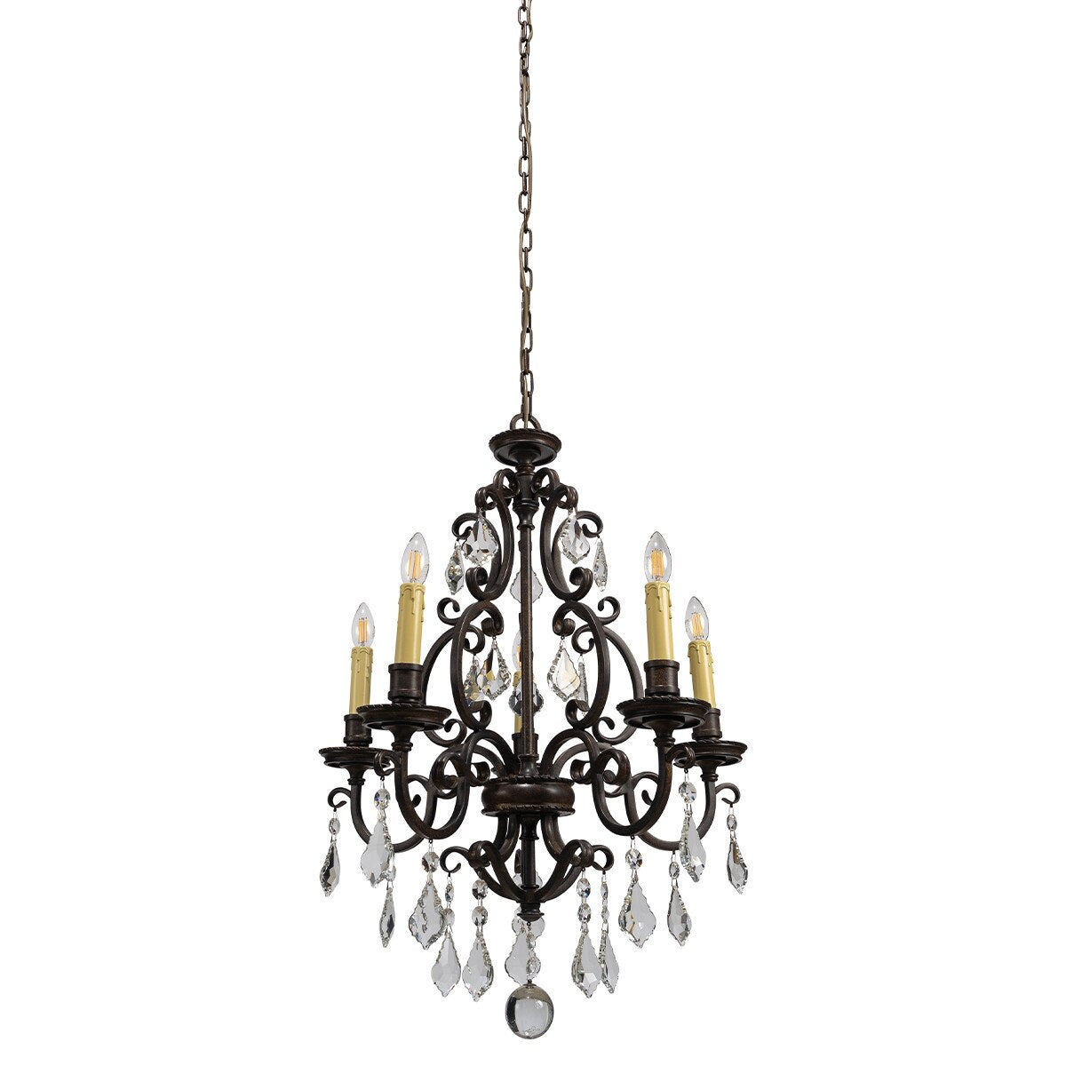Louis 15th 5 Light Crystal Chandelier Bronze - 1000296