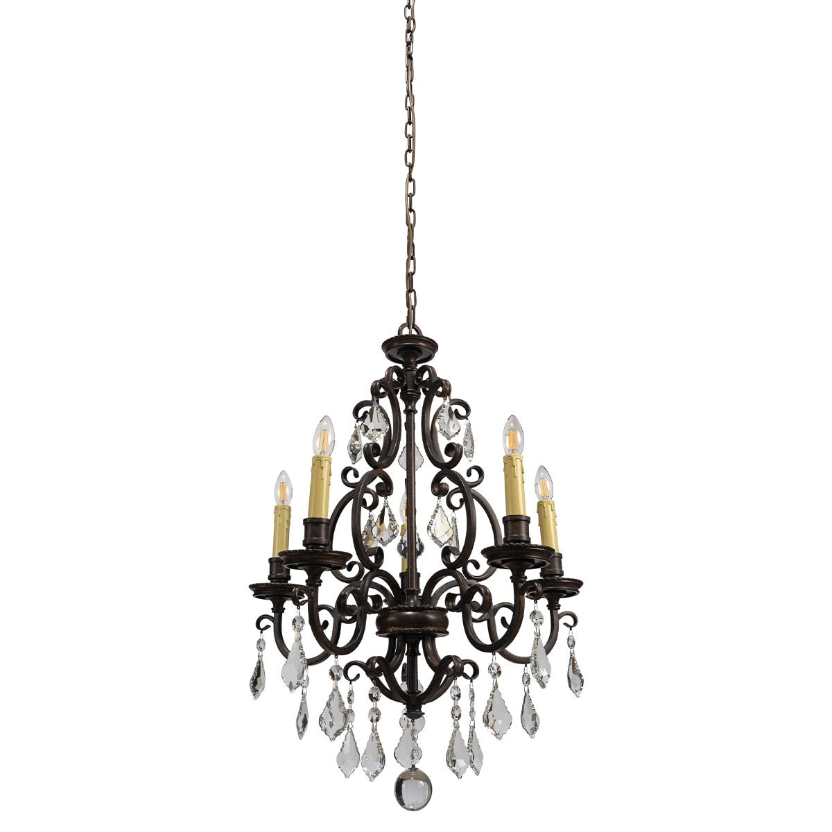Louis 15th 5 Light Crystal Chandelier Bronze - 1000296