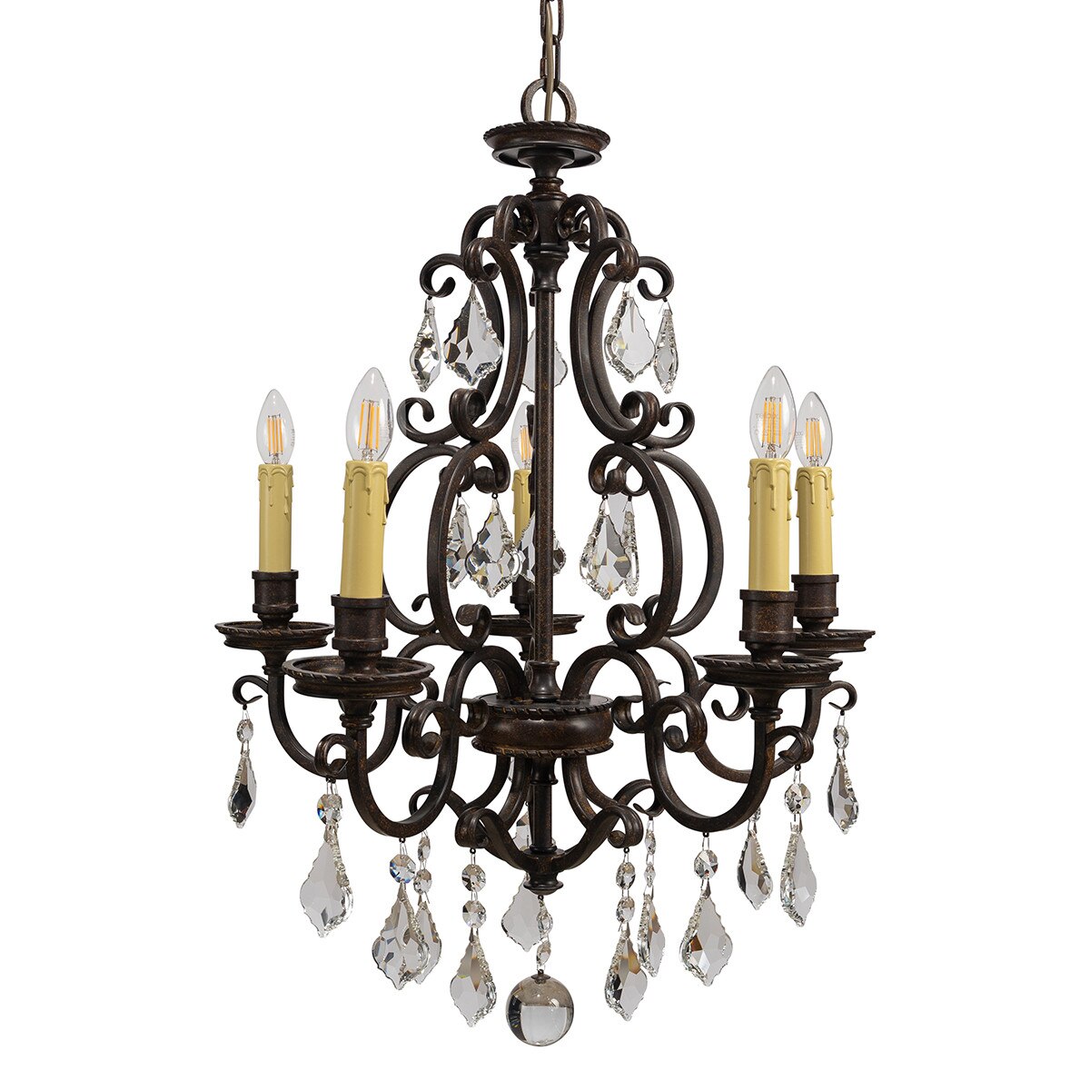 Louis 15th 5 Light Crystal Chandelier Bronze - 1000296