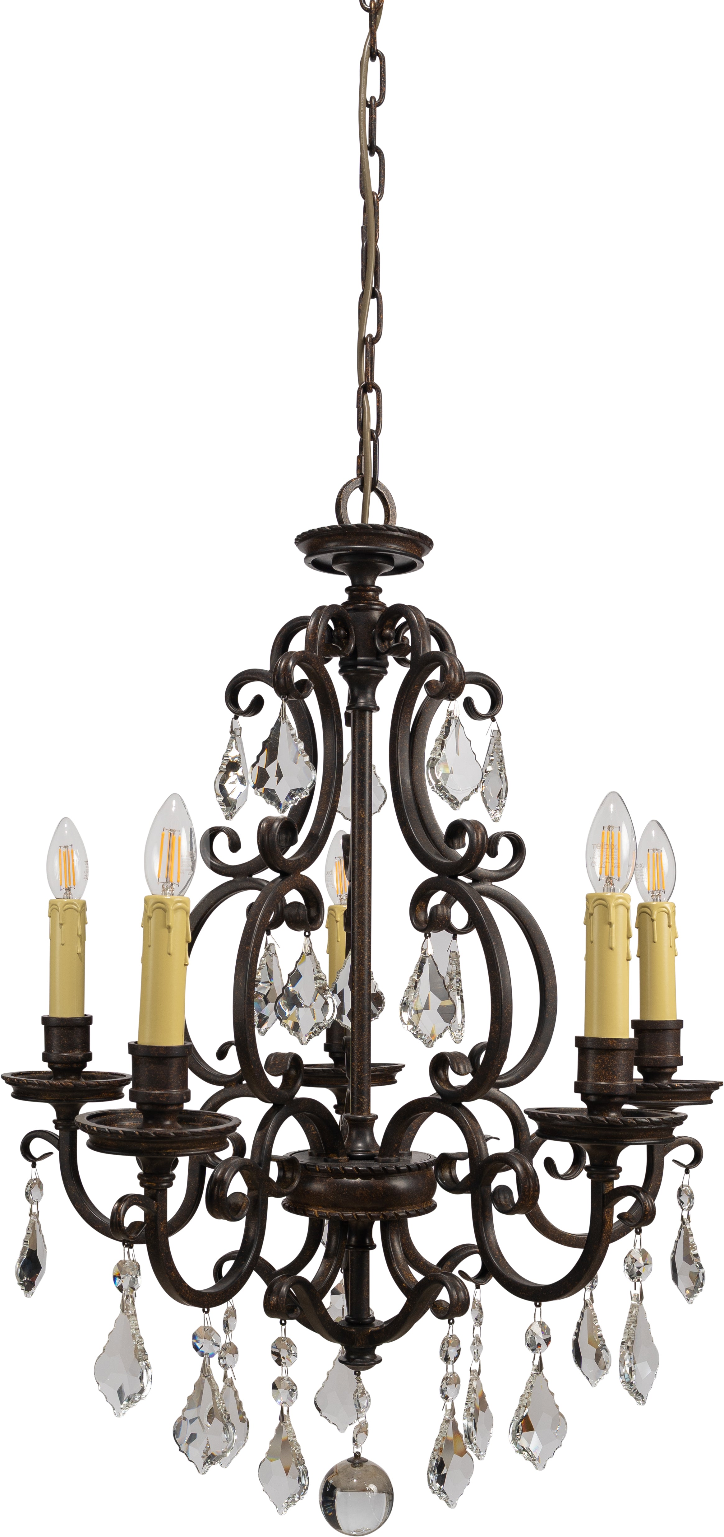 Louis 15th 5 Light Crystal Chandelier Bronze - 1000296