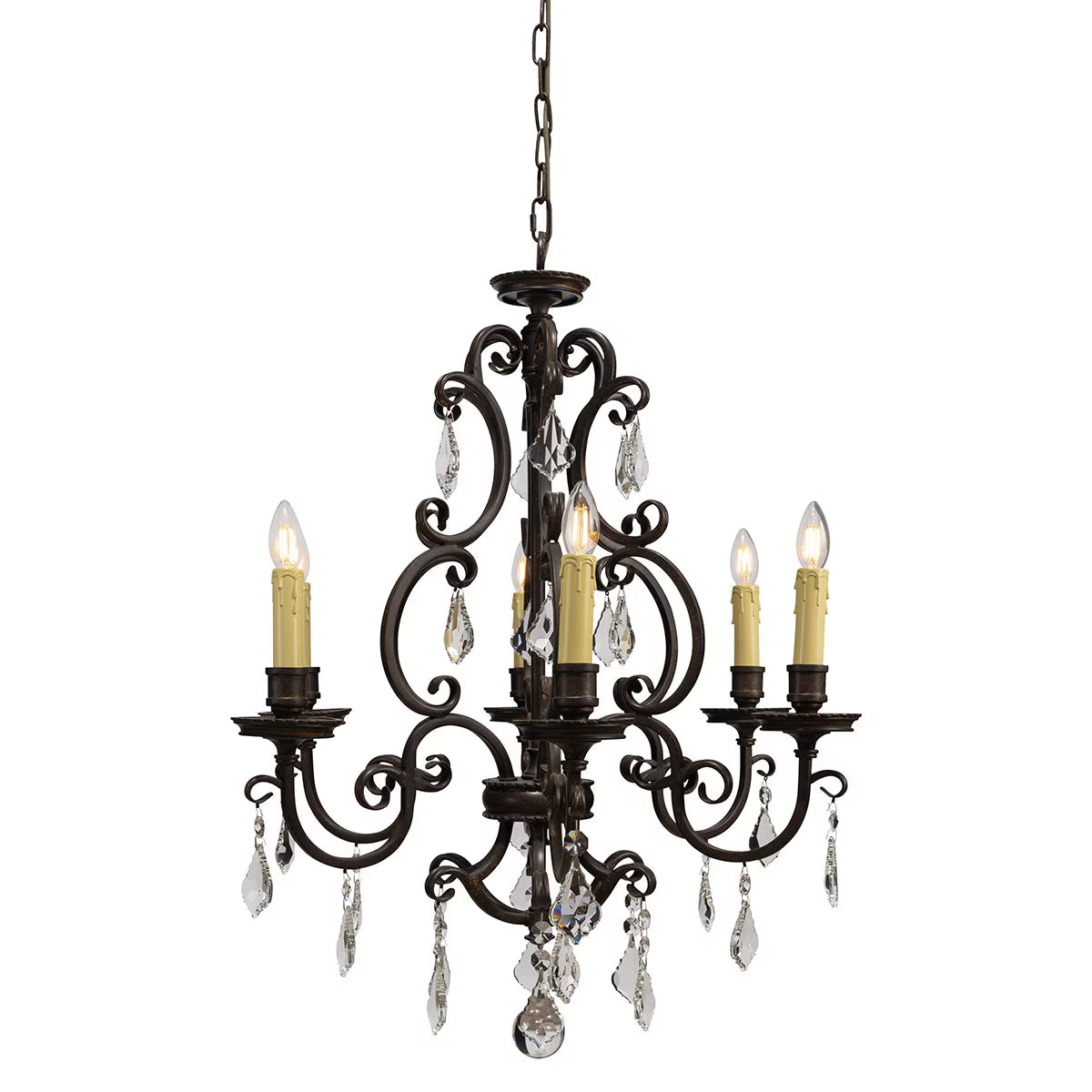 Louis 15th 6 Light Crystal Chandelier Bronze - 1000297
