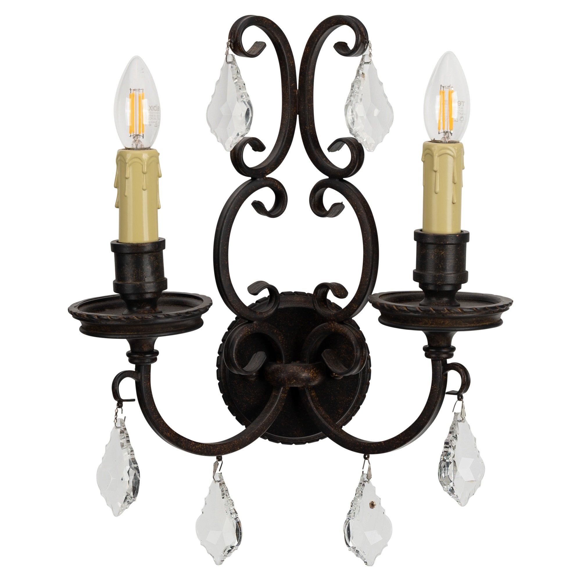 Louis 15th 2 Light Crystal Wall Light Bronze - 1000298