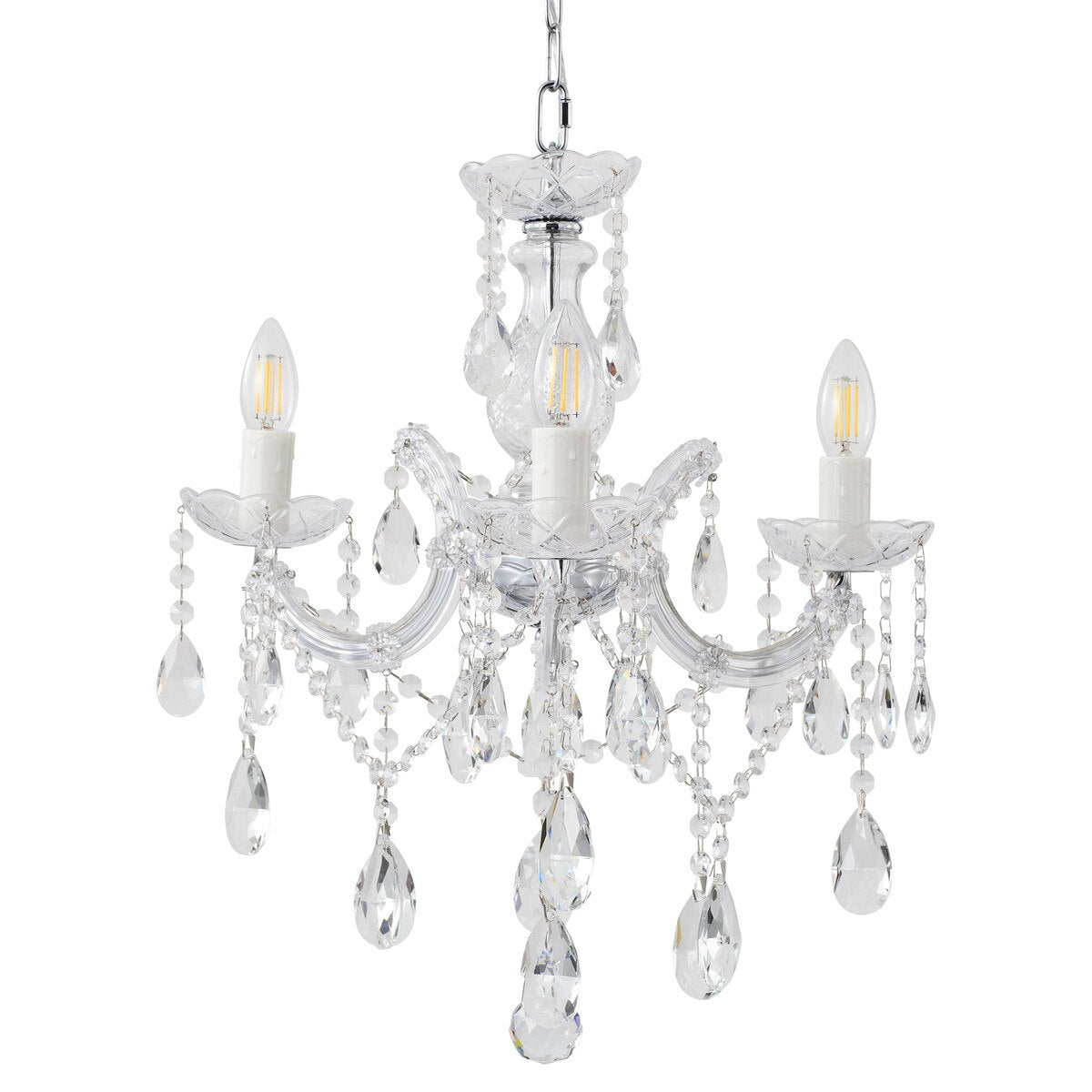 Zurich 3 Light Crystal Chandelier Chrome - 1000606