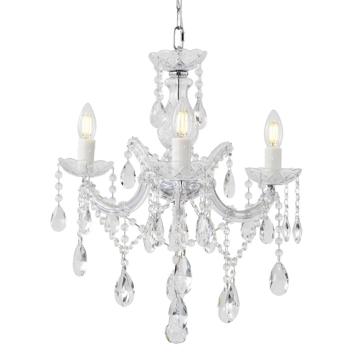 Zurich 3 Light Crystal Chandelier Chrome - 1000606