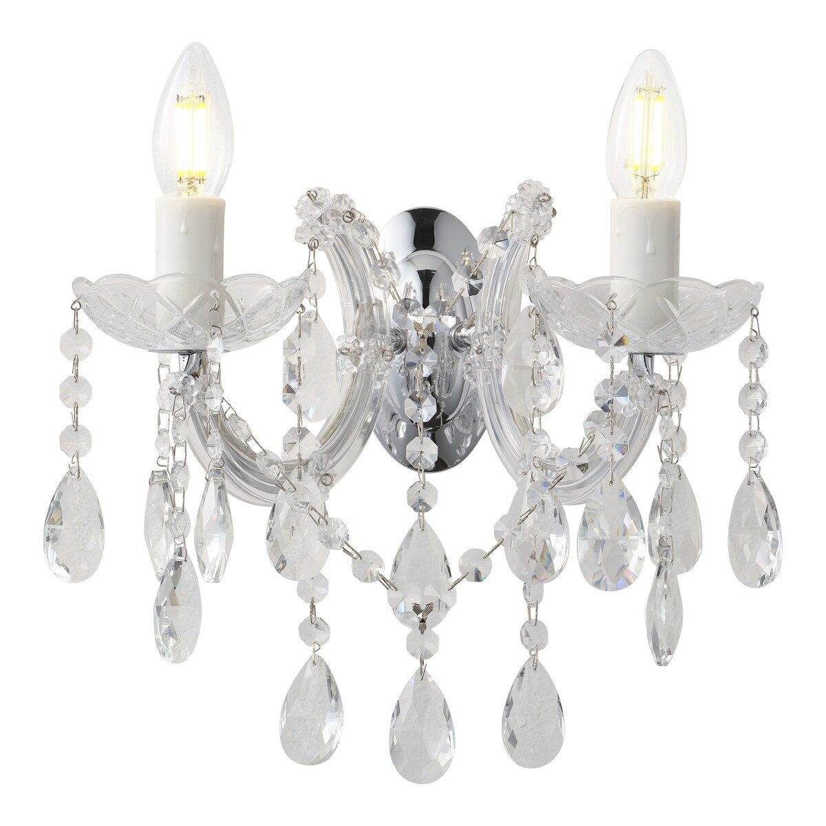 Zurich 2 Light Crystal Wall Light Chrome - 1000610
