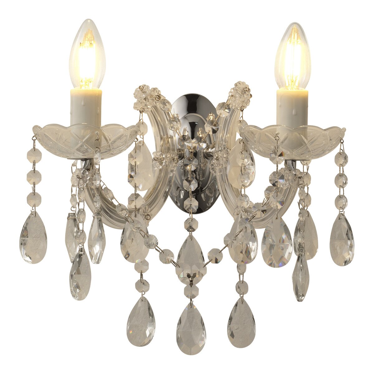 Zurich 2 Light Crystal Wall Light Chrome - 1000610