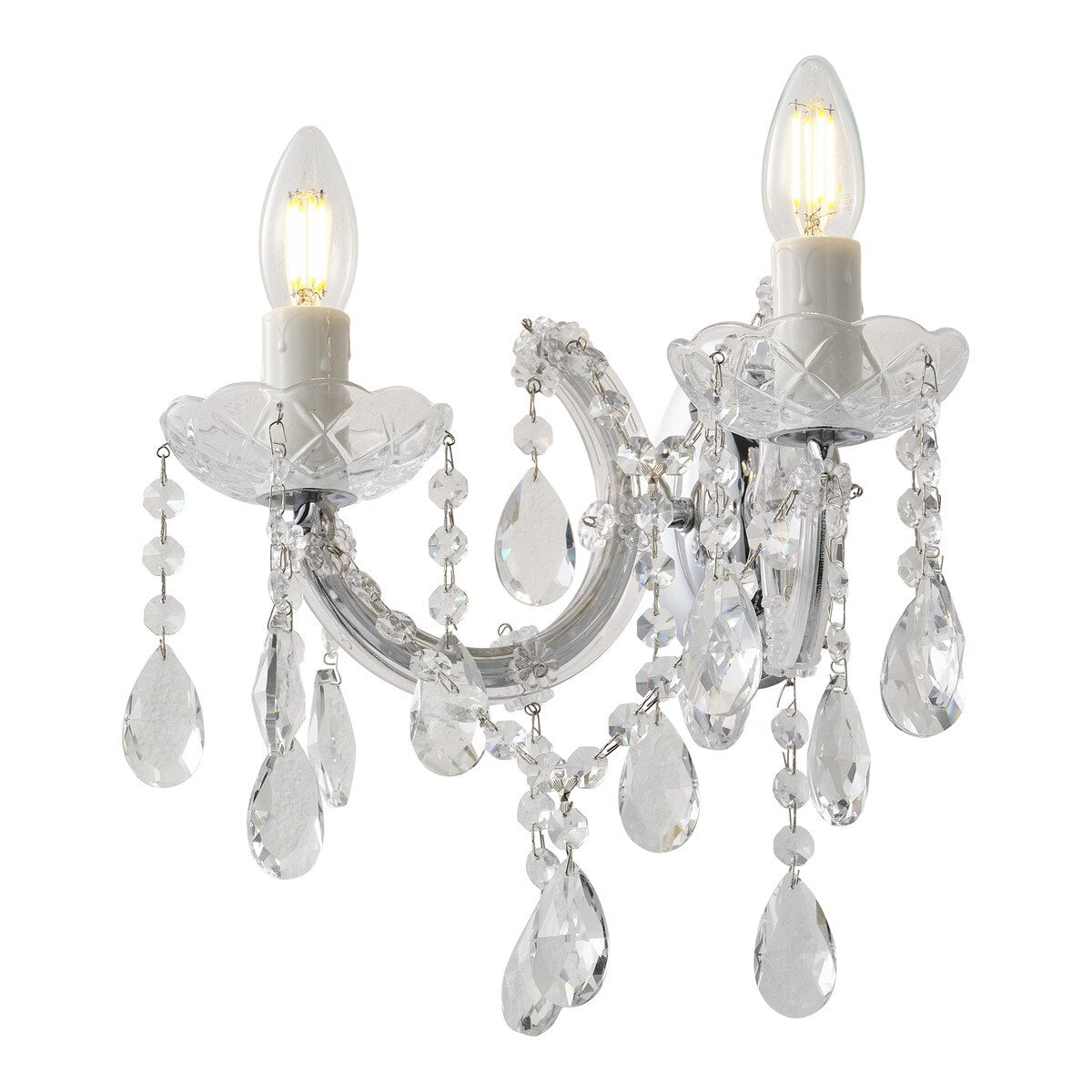 Zurich 2 Light Crystal Wall Light Chrome - 1000610