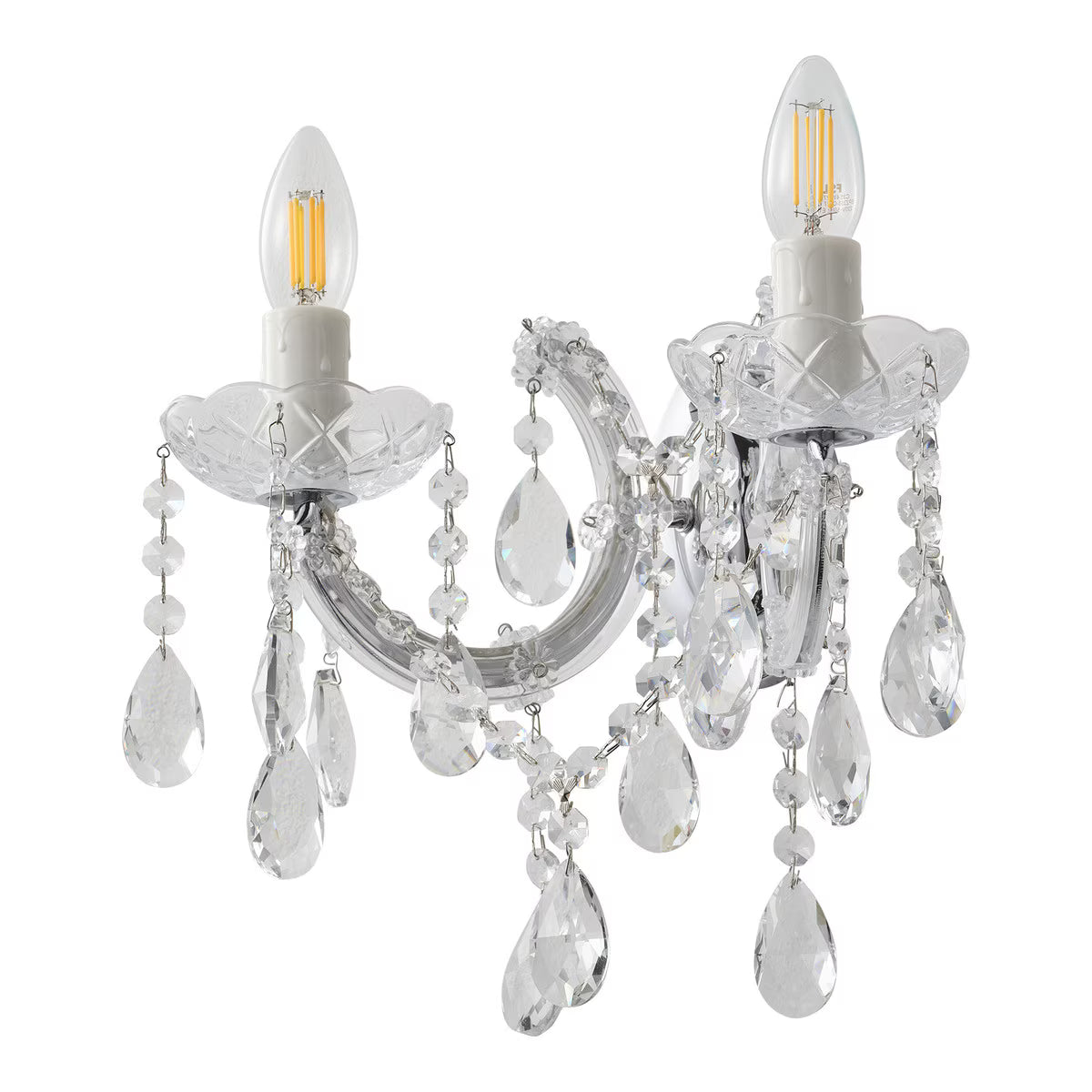 Zurich 2 Light Crystal Wall Light Chrome - 1000610