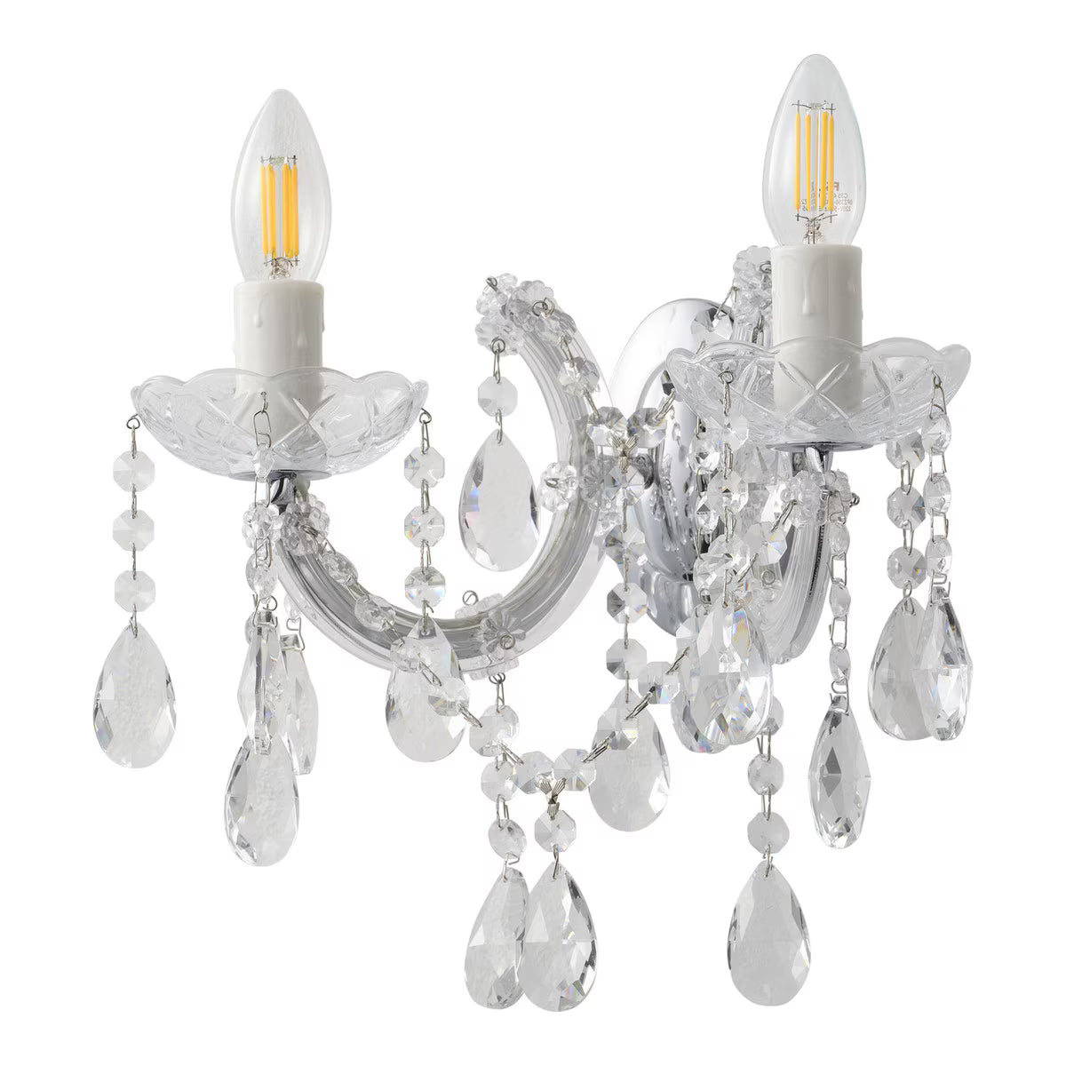 Zurich 2 Light Crystal Wall Light Chrome - 1000610